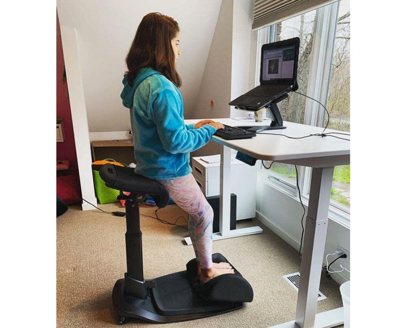 Ergonomic Leaning Stool with Saddle Seat and Integrated Footrest