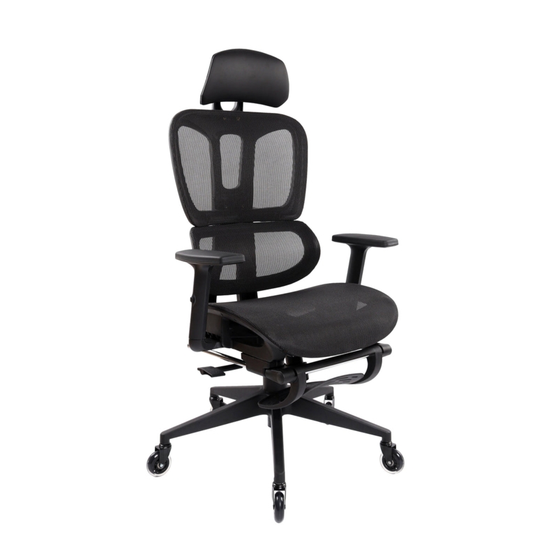 Ergonomic Mesh Office Chair with Rollerblade Wheels and Footrest
