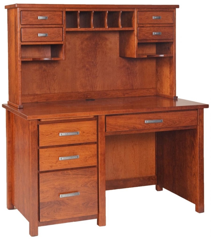 Eshton Single Pedestal Desk with Hutch Top  Solid Wood | Hearthside  Furniture