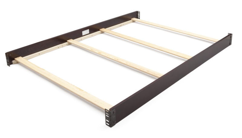 Espresso Bed Conversion Kit: Full Size Bed Rails Espresso with Slats.