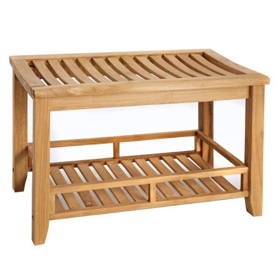 Estate Teak Shower Bench with Shelf