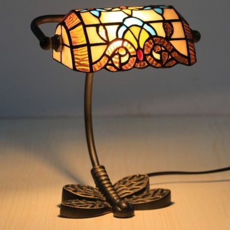 European Stained Glass Baroque Style Tiffany Bank Table Lamp | Tiffany Light