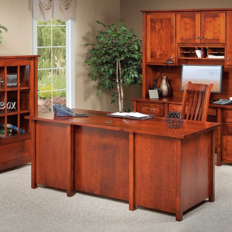 Executive Desk Modesty Panel Reddish Brown Finish Traditional Mission