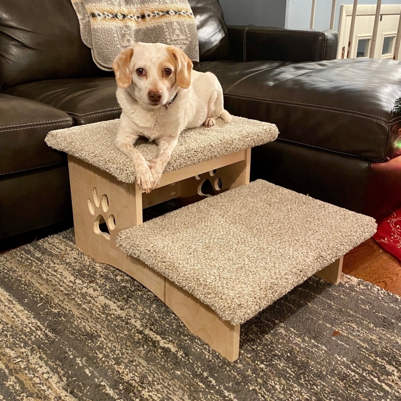 Extra Deep Pet Steps Paw Print Cutouts Carpeted Treads