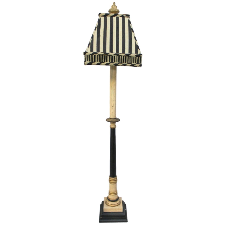 Extra Tall Buffet Lamp: Black & White Striped Square Shade (62 chars)