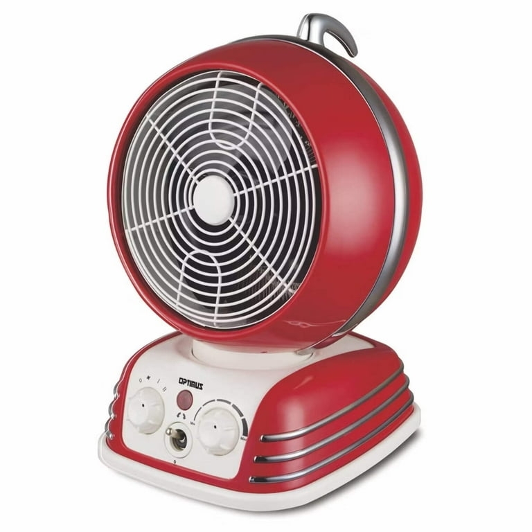 Fan Heater Retro Cherry Red Ribbed Base Concentric Grille