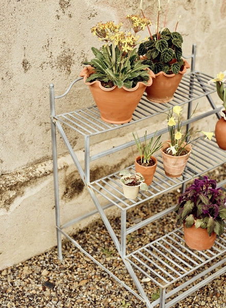 Farmhouse 3-Tier Plant Stand with Weathered Zinc Finish