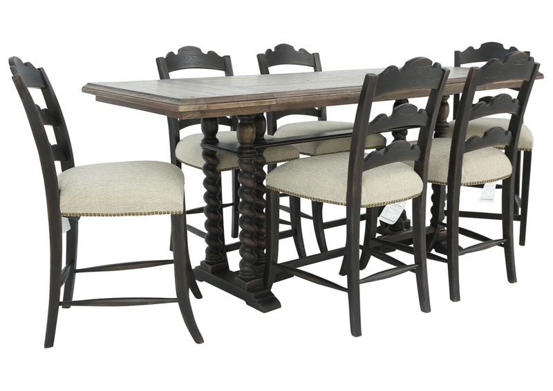 Farmhouse Chic Counter Height Set with Barley Twist Legs and Trestle