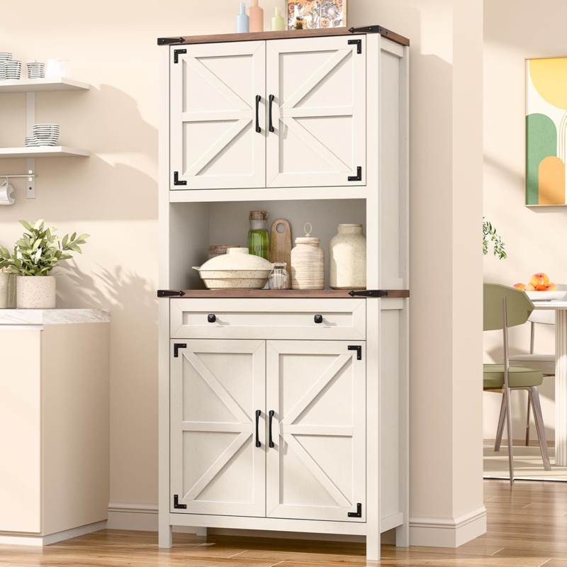 Farmhouse Kitchen Pantry with X-Frame Doors and Central Niche