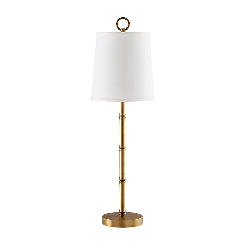 Faux Bamboo Buffet Lamp in Antique Brass with USB Port (58 chars)