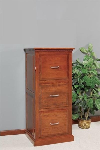 File Cabinet Dentil Molding Warm Cherry Paneled Sides 3 Drawer