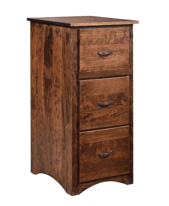 File Cabinet Figured Wood Grain Arched Base Warm Brown Shaker