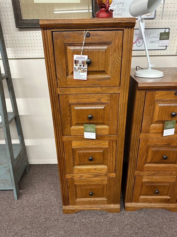 File Cabinet Fluted Side Trim Medium Oak Recessed Panels 4 Drawer