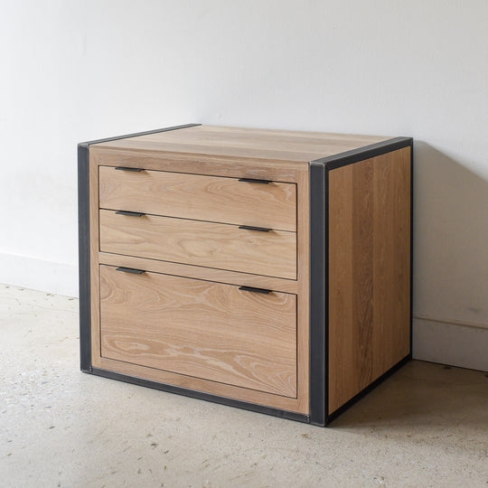 File Cabinet Industrial Outer Frame Natural Oak Minimalist Storage
