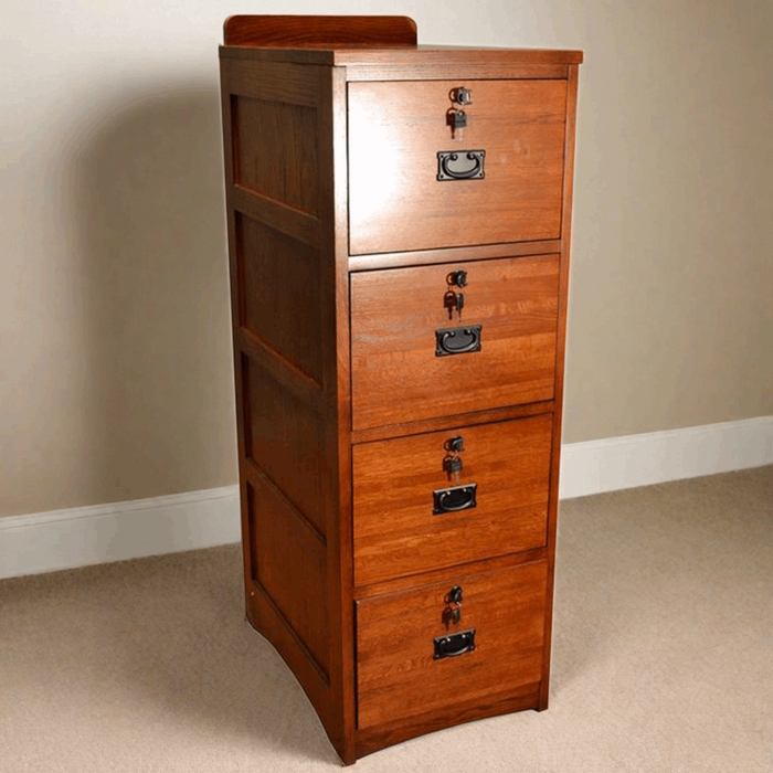 File Cabinet Mission Paneled Sides Cherry Brown Solid Oak Storage