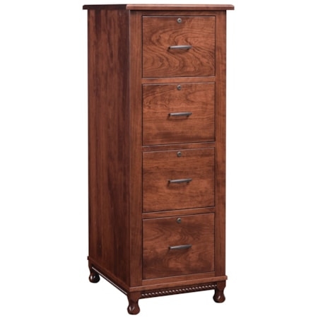 File Cabinet Rope Twist Trim Bun Feet Reddish Brown Solid Wood
