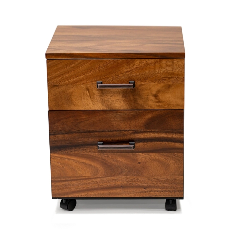 File Cabinet Walnut Wood Grain, Rolling Casters, Modern Wood Style