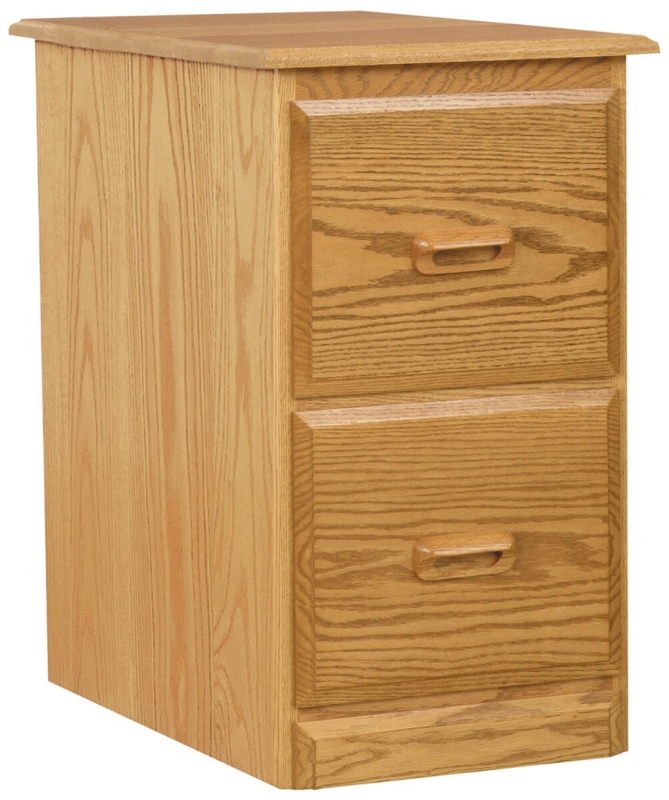 File Cabinet with Integrated Wooden Pulls and Oak Grain