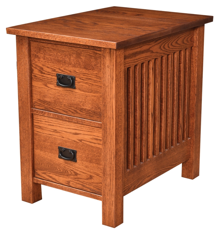 Filing Cabinet Vertical Slats Mission Style Honey Brown 2 Drawer