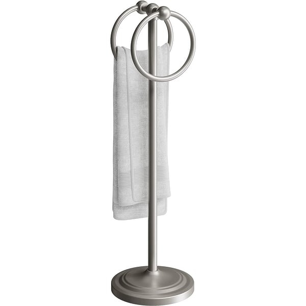 Fingertip Towel Stand Brushed Silver Tiered Pedestal Countertop Rack