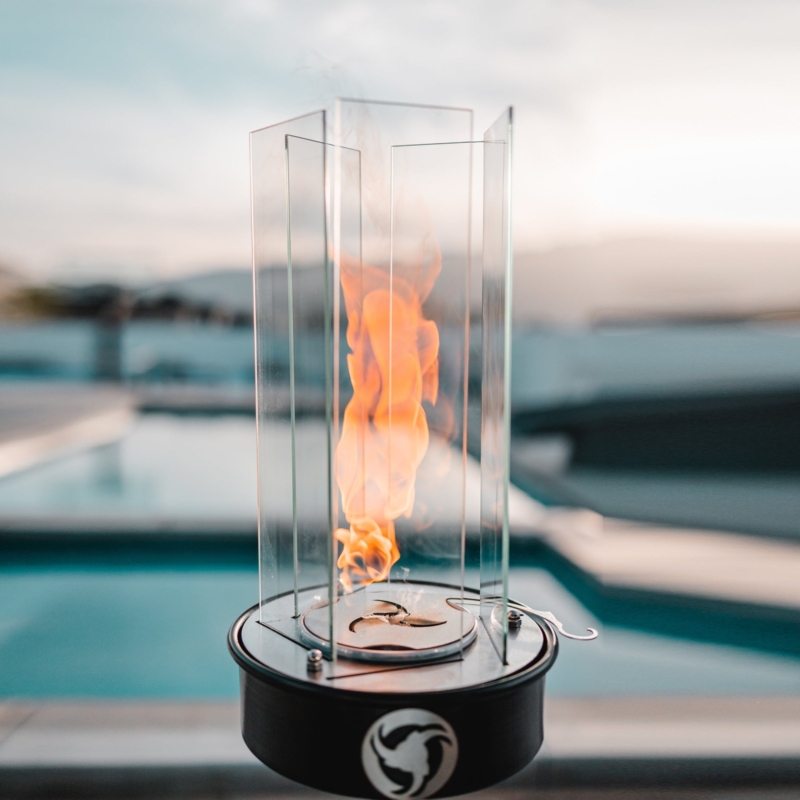 Fire Torch Glass Wind Guard Matte Black Architectural