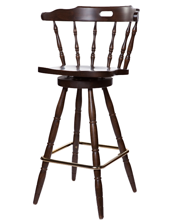 First Mates Early Colonial Era Style Swivel Solid Wood Seat Barstool   Restaurant Furniture