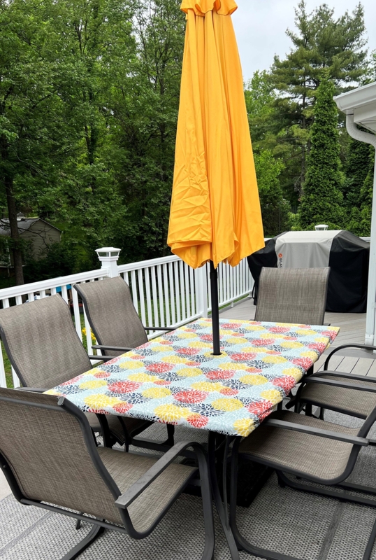 Fitted Patio Tablecloth Vibrant Sunburst Print Umbrella Hole Floral