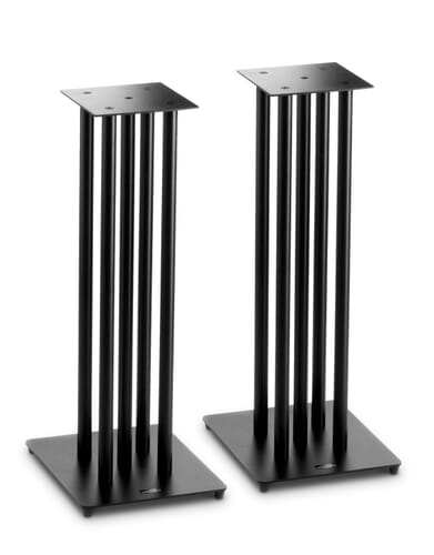 Five-Column Speaker Stands in Matte Black with Rectangular Top Plate