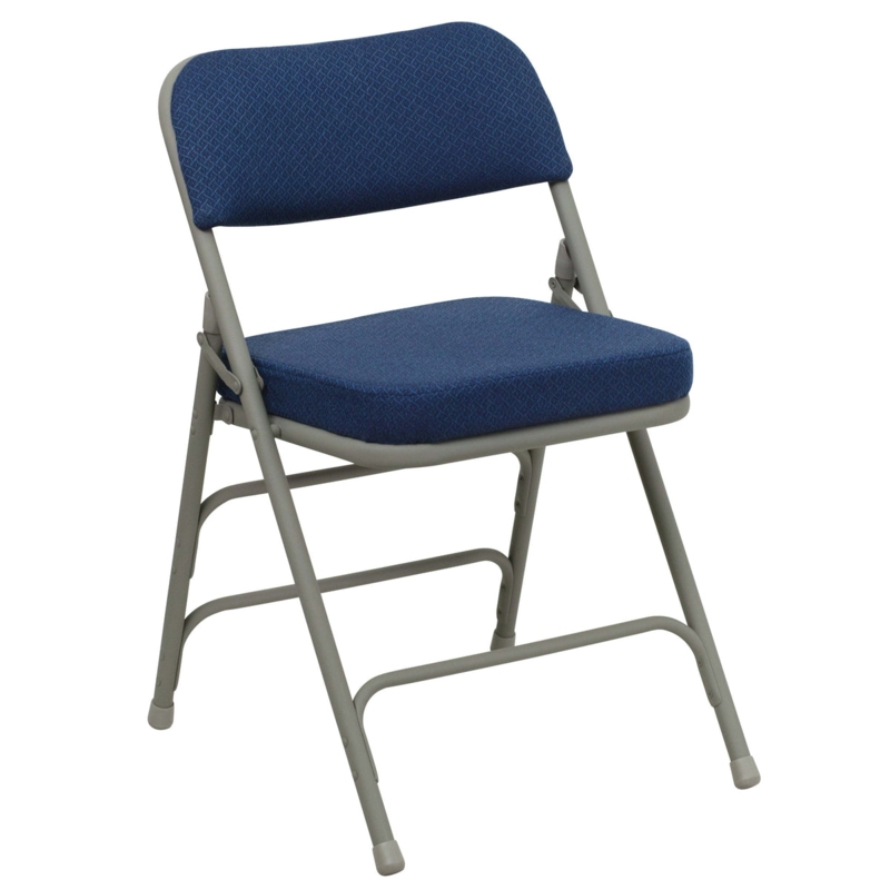 Flash Furniture Hercules Curved Triple Braced Fabric Upholstered Metal Folding Chair 
