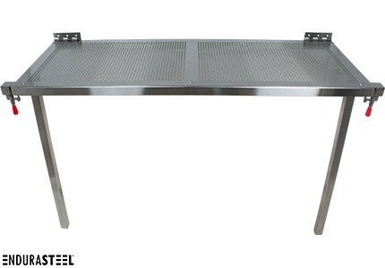 Flip-Down Table Wall-Mounted Stainless Steel Perforated Top