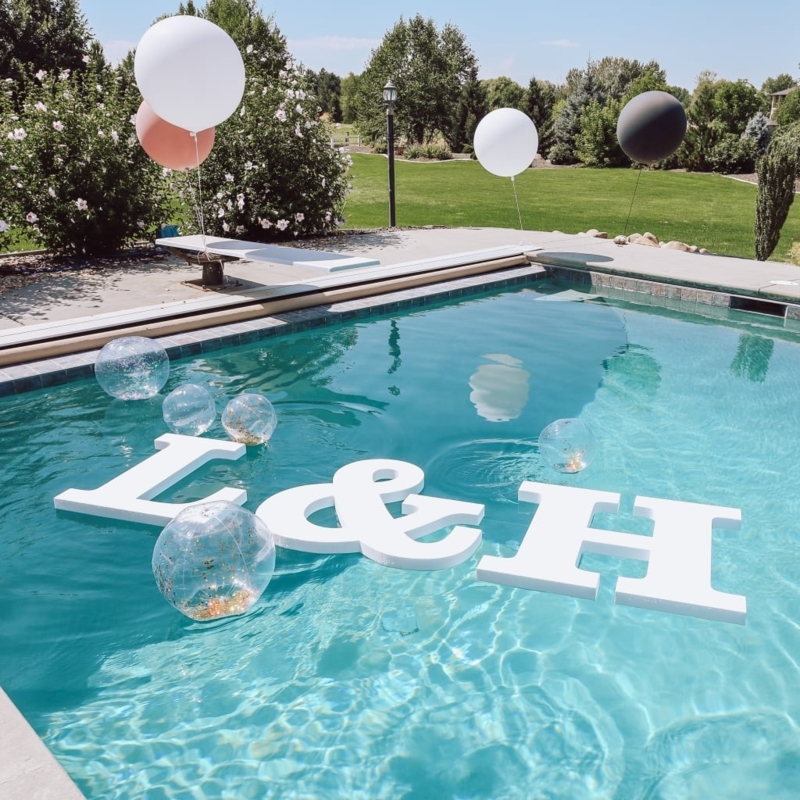 Floating Pool Letters Oversized Foam Glitter Beach Ball Accents Decor.