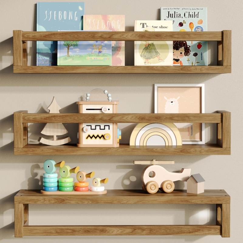 Floating Shelves Warm Oak Natural Grain, Scandi Nursery Decor.