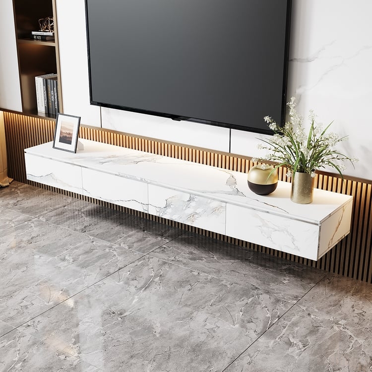 Floating Tv Stand Minimalist Marble Veneer Vein Pattern
