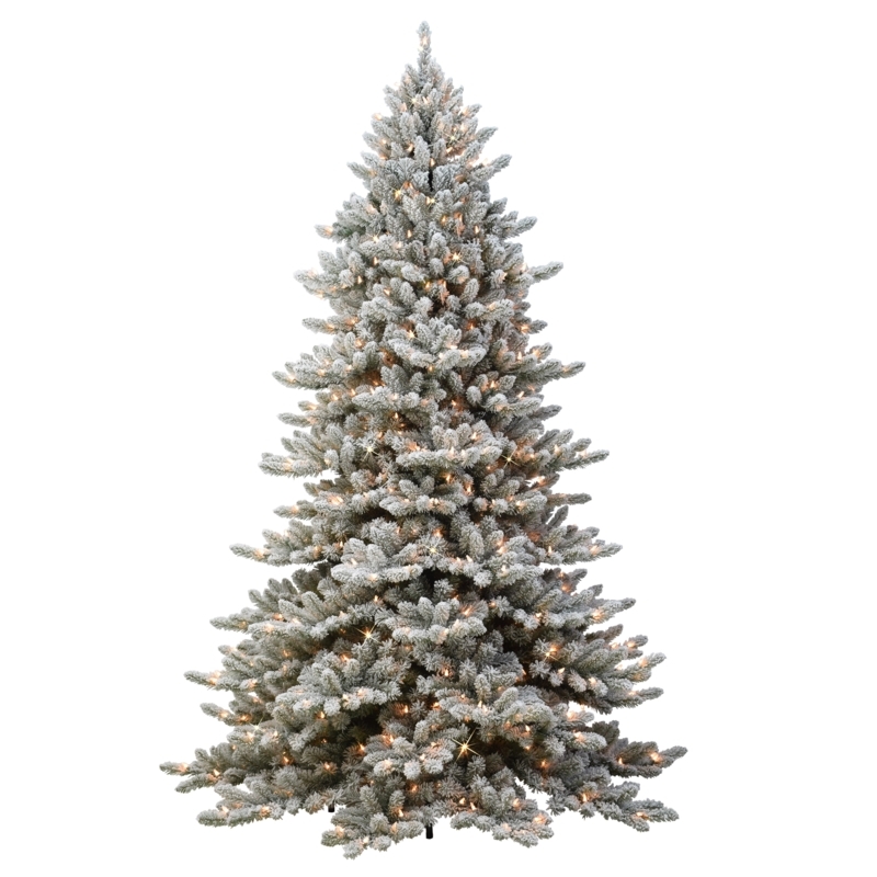 Flocked Fir Christmas Tree with Clear Incandescent Lights