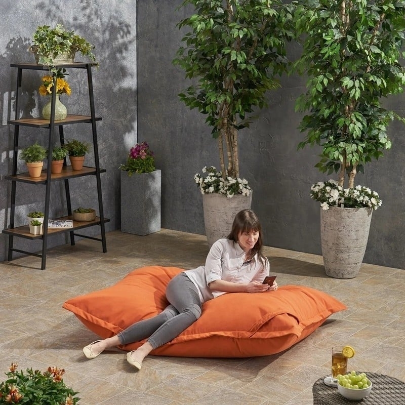 Floor Cushion Burnt Orange Oversized Flange Seam Patio