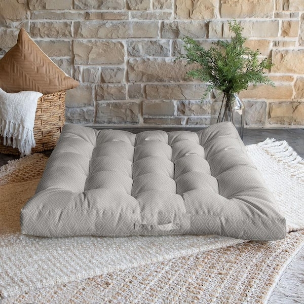 Floor Cushion Charcoal Deep Tufted Geometric Rustic