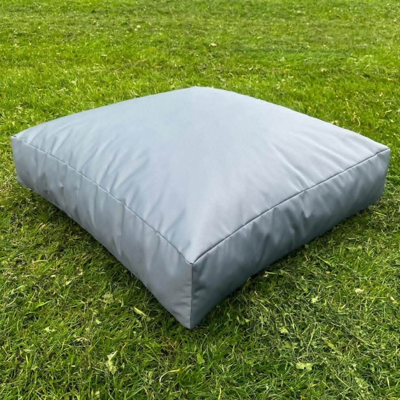 Floor Cushion Cool Grey Boxed Edge Weather Resistant Modern