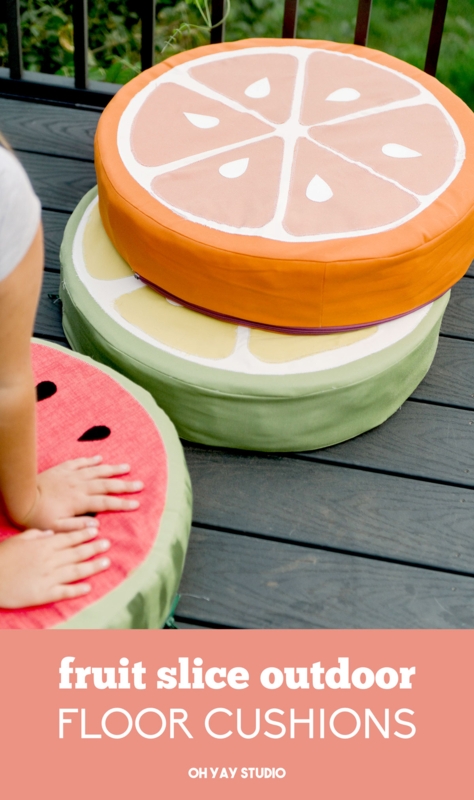 Floor Cushion Vibrant Fruit Slice Design Round Playful Patio