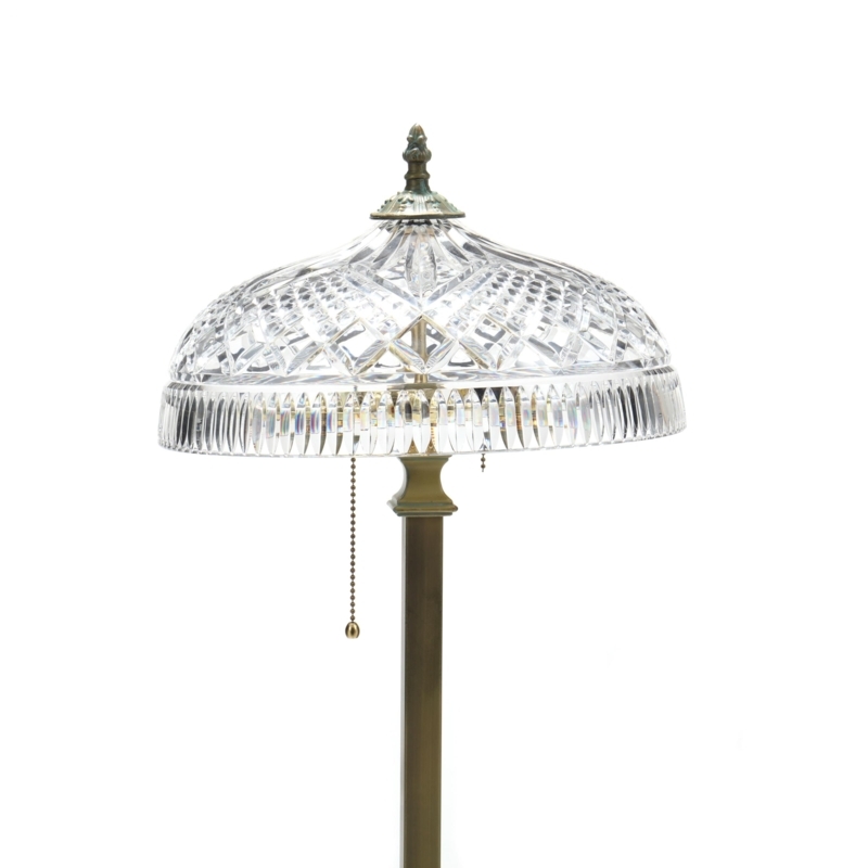 Floor Lamp Aged Brass with Diamond Cut Crystal Domed Shade