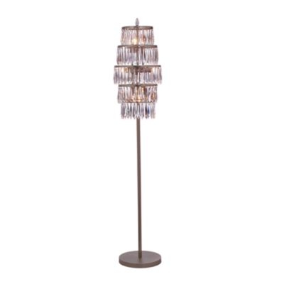Floor Lamp Bronze Finish with Tiered Faceted Crystal Prism Shade