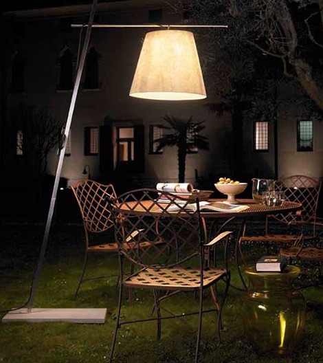 Floor Lamp, Contemporary Cantilever Arm with Oversized Drum Shade