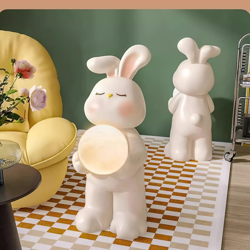 Floor Lamp Oversized Rabbit Glowing Moon Sphere Whimsical