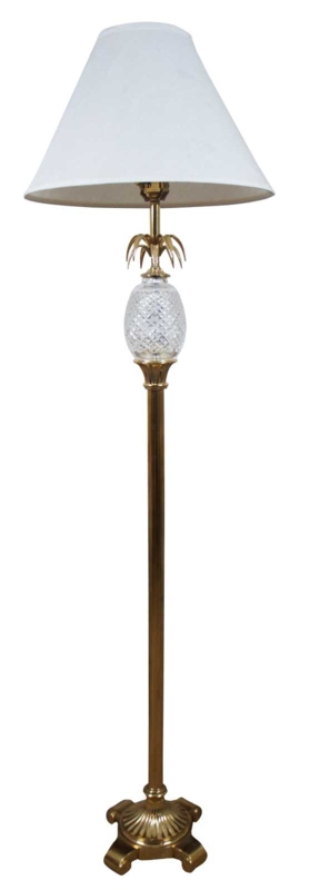 Floor Lamp Polished Brass Faceted Crystal Pineapple Empire Shade