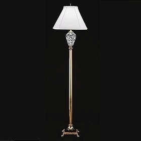 Floor Lamp Polished Gold with Faceted Crystal Urn and White Shade