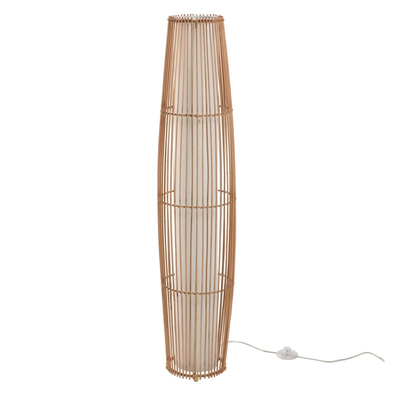 Floor Lamp, Rattan Oblong Cage Silhouette, Internal Diffuser