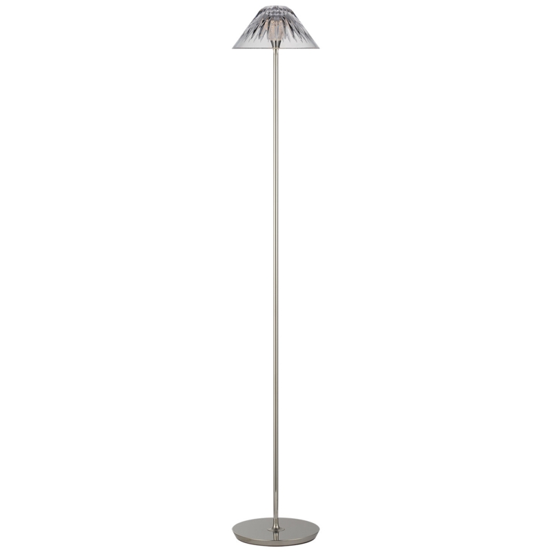 Floor Lamp Slender Polished Nickel with Faceted Crystal Shade