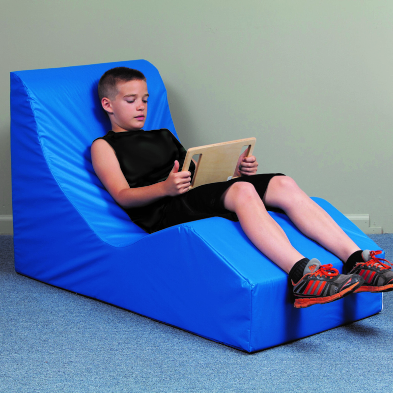Floor Lounger Royal Blue Ergonomic Wave Contoured Synthetic Upholstery