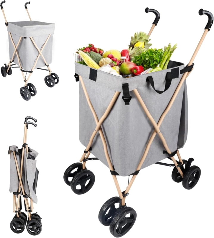 Foldable Shopping Cart Scandinavian Style with X-Frame Design
