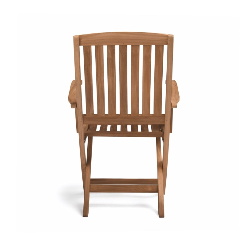 Folding Arm Chair Crossbar Support Teak, Outdoor Slatted Dining Chair