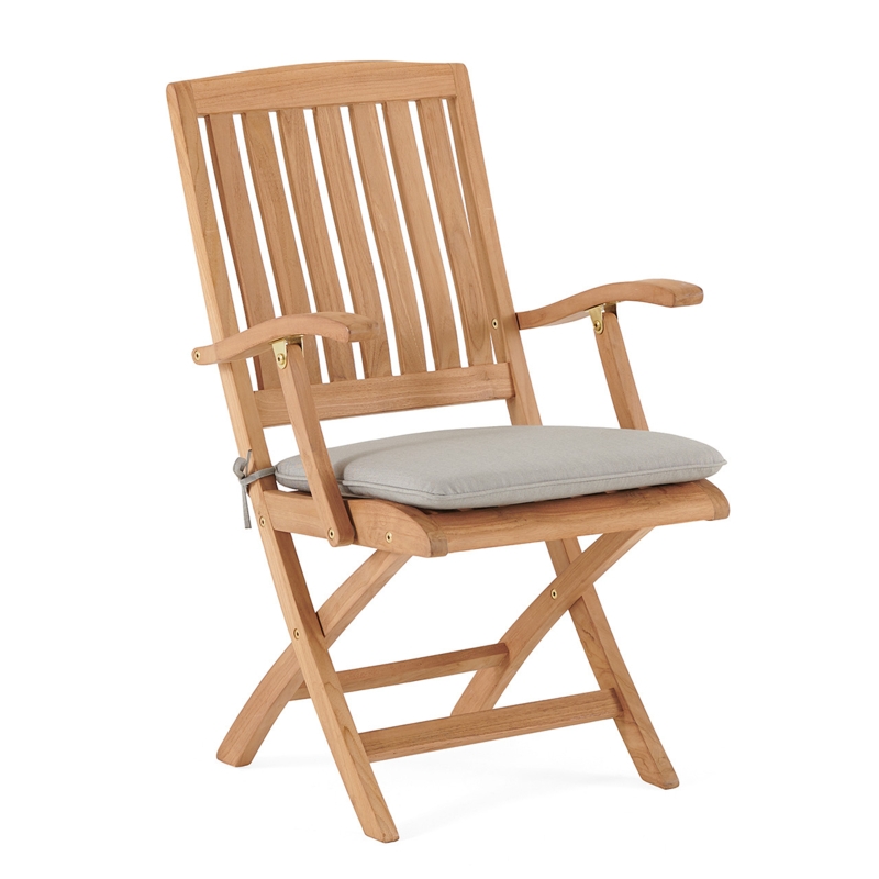 Folding Arm Chair Removable Seat Cushion Teak, Coastal Folding Arm Chair